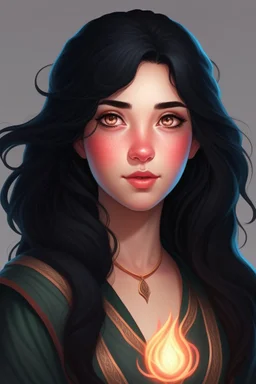 Young female sorcerer with black hair