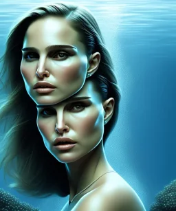 portrait Natalie Portman with ocean nature