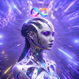 ∞ 3D infinity symbol, perfect infinity ∞, bright colors, +infinity totally-symmetrical ∞, head and upper body, cutting edge technology, exotic, inspiring, fantasy, scientific, friendly, beautiful, octane render, 8k post-production, artstation: award-winning: atmospheric: commanding: fantastical: clarity: 16k: ultra quality: striking: brilliance: liquid medium: stunning colors: amazing depth; lens: f/8, 24mm