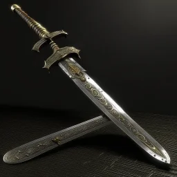 A legendary and wonderful long sword with two edges in hand