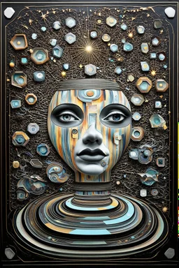 You are the universe; Neo-Surreal Symbolism; 3D art inspired by Hundertwasser and Kandinsky; Golden Hour; Multi-faceted; Controversial; Supremely Detailed; Marvelous; Whimsical; Pale Pastel on black and white
