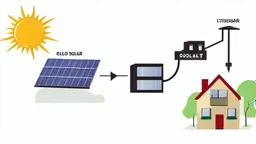 Grid-tied solar installation, diagram illustration