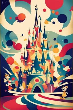 nostalgic poster cheerfull disney abstract