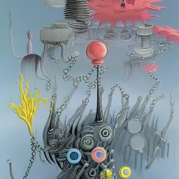 microcosm with planktonic kaiju by yves tanguy and dr seuss