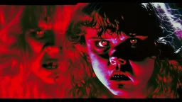 The Exorcist is a 1973 American supernatural horror film. The demonic possession by Pazuzu demon of a young girl (Linda Blair).Alchemist , high voltage, thunder light, closeup, proactive scene, provocative moving, action pose, modern and futuristic HD colored black and red decor beautiful black Pazuzu demon in a high voltage,light saber action, double exposure, halo, perfect composition, highly detailed, ba