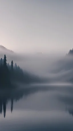 Twilight movie aesthetic, Washington state winter foggy mountains and big lake