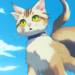 tabby cat animal, anime, ultra-detailed, white background, HD design by makoto shinkai, Granblue Fantasy