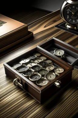 "Produce a picture of a Key Bey Berk watch box, emphasizing its sleek and modern design, featuring multiple compartments and a secure locking mechanism."