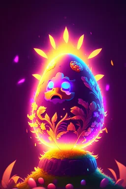 cartoon egg pfp character intricated detailed king flowers glitter neon sunset lightnight storm