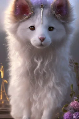 Fluffy fashion brushtail lighthouse with curly puffy hair, lavender nose, firebrick colored eyes, Octane Render by artist "Jasmine Becket-Griffith", by artist "Daniel Merriam", liminal space, deep color, fantastical, intricate detail, complementary colors, fantasy concept art, trending on Artstation Unreal Engine 5