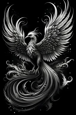 Black phoenix painted outline