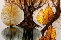 Double exposure, Autumn colours, leaves, chestnut, golden lights, Heart and love: Double exposure burlap, battery corrosion, golden patina, Sunrise on a misty morning. over a misty pond in the hieght of fall.Watercolour by Alison Brady. Pastel colours, waterfall, in ochre Arthur Rackham Gothic Watercolour Jean-Baptiste Monge Ernst Haeckel Minimalist Kay Sage watercolour art