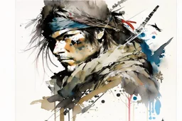 Portrait of a Sparrow watercolour Yoji Shinkawa in style high_quality_art. Ru dalle