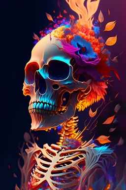 ( oil paitinedium\), IrisCompiet:1.2),Frontal skeleton with realistic details,Short hair background abstract, Fantasy, flame of hell，Many colors, Colorful, flower petals, Wind blowing,masutepiece, Best Quality, (the Extremely Detailed CG Unity 8K Wallpaperest Quality), (Best Illustration), (Best Shadow), absurderes, Realistic lighting, (abyseautiful detailed glow,Clear face, Clean white background, masutepiece, Super Detail, epic composition, Ultra HD, High quality, Extremely detailed, Of