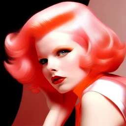 Retro futuristic hair pink and orange, jean harlow
