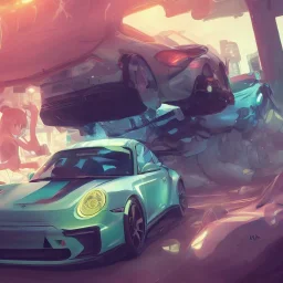 a photo of a beautiful 911 rs, art by lois van baarle and loish and ross tran and rossdraws and sam yang and samdoesarts and artgerm and saruei, digital art, highly detailed, intricate, sharp focus, Trending on Artstation HQ, deviantart, unreal engine 5, 4K UHD image