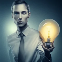 A person with a lightbulb above their head