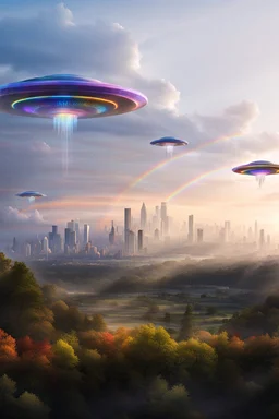 ufo rainbows, cité cristal très futuriste ultra moderne, ufos fleet, intergalactic