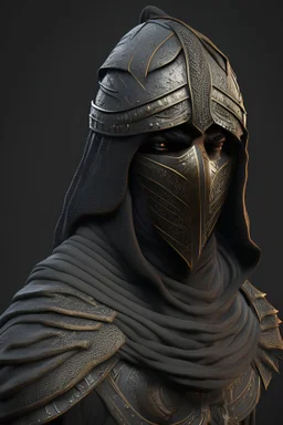 Arab warrior,iron, rounded, 3D, 8k, black background