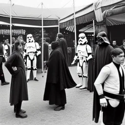 Creepy old photo of star wars type people at the fair