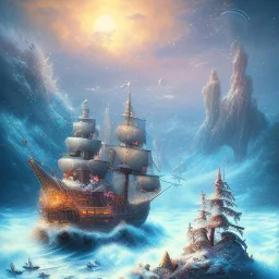 An iland in the sea with snow