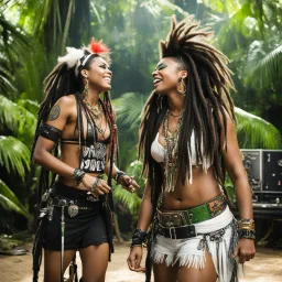 Sofia Samaha On stage in the jungle: Yeh! Hey! punk! dreadlock! topless! Caribbean! ShakaPonk and Delilah Bon on the same scene. A collaboration that shakes the very foundation of music. ShakaPonk, electro-rock band known for blending punk, electronic beats, wild stage performances, and a rebellious, eco-conscious spirit., meets Delilah Bon, British punk-rap artist with red haircut who fuses riot-grrrl energy, nu-metal attitude, and unapologetic feminist rage into explosive, genre-smashing track