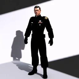 commander, middle aged, military, sci fi, ps2 graphic, full body, t pose, 3d, render,