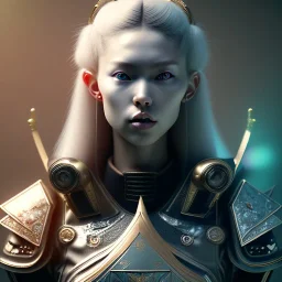 Nordic caucasian Woman samurai, cyberpunk, highly detailed, art stations, concept art, smooth, unreal engine 5, god rays, ray tracing, RTX, nanite polygons, lumen lighting, ultra detail, volumetric lighting, 3d, finely drawn, high definition, high resolution, gradient background