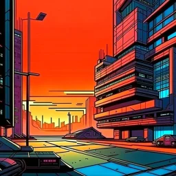 cyberpunk retro futuristic empty place in the city for comics from far away