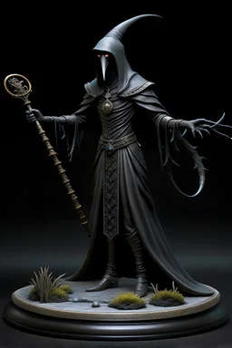 tabletop role-playing miniature of a ringwraith-nazgul-slenderman-hybrid wearing minoan clothes. concept art hyperrealism