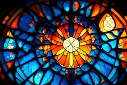 There are blue flare and orange flare, stained glass, flare