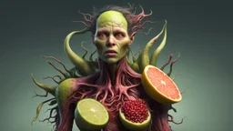 an extremely fertile, parasite-ridden woman. fruit, fertile brood 8k deformed human form, conspicuous, artful, digital art trending on artstation 8k high resolution