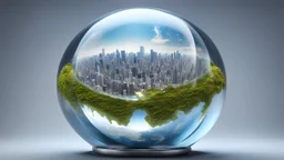 the whole world in a crystal ball, 3D, hyper-detailed