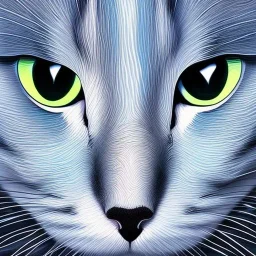 Gato branco de olhos azuis e gato preto de olhos verdes juntos em forma de ying yang