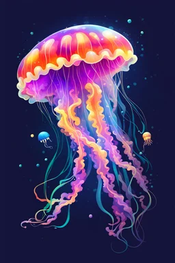 A bright jellyfish throwing something