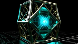 Tesseract from movie Loki, in the middle and without glow, without background or table