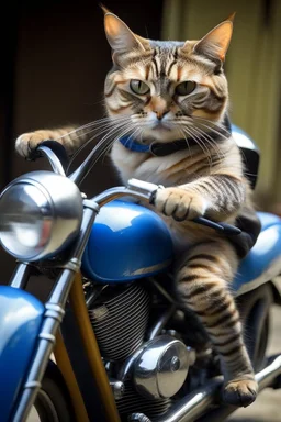 cat drivinga motorbike