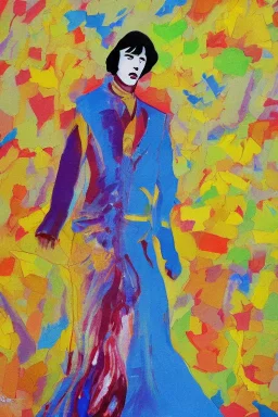 Full body portrait, painting, medium shot lady style of yellow submarine