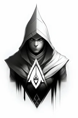 unique template for hood in dnd 5e, it should have cool symbols, resemblences assassins creed logo on their hoods, but unique, make it so it can be seen, make it more clear