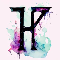 Letter "H" - cyberpunk style - Watercolor and watercolor painted style - Jenna Rainey style