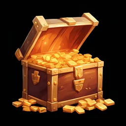 a cartoon chest full of gold, concept art by Martina Krupičková, featured on polycount, sots art, 2d game art, artstation hd, behance hd