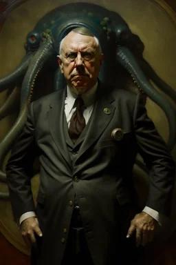 President Warren G. Harding painted as a Kraken Cyclops