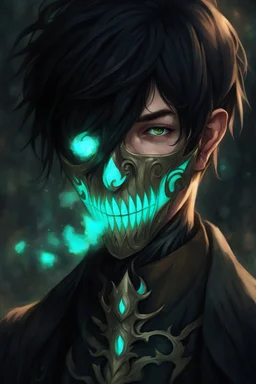 fantasy art, young male, elf, noble, mask, pale skin color