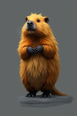 feral ginger low poly beaver woman with long fur all over her entire body