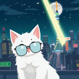 Cats hair emo , Lazer glass , Tokyo city night view wallpaper , cartoon