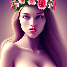 sexy women with flowers crown