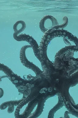 magical octopus swimming calmly underwater