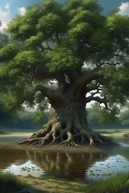 ultra photo realistic tree scenery painting