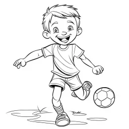 boy playing football, for coloring book