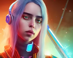 Billie Eilish, in stockings, cyberpunk2077